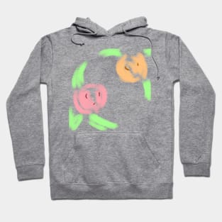 Orange pink watercolor floral art Hoodie